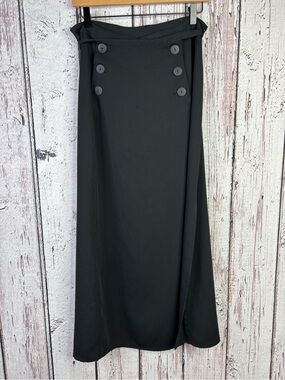 Limited Vintage Late ‘90s/Early Y2K Black Polyester Maxi Skirt Size 14* Fits 10
